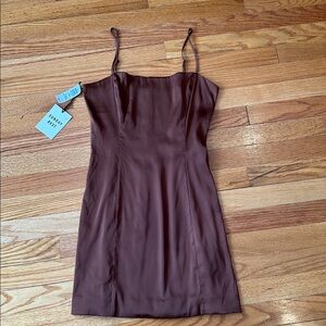 Sunday Best Aritzia NWT Women’s Brown Shiny Mini Dress Size 6